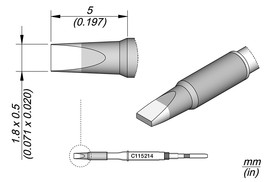 C115214 - Chisel Cartridge 1.8 x 0.5 HT